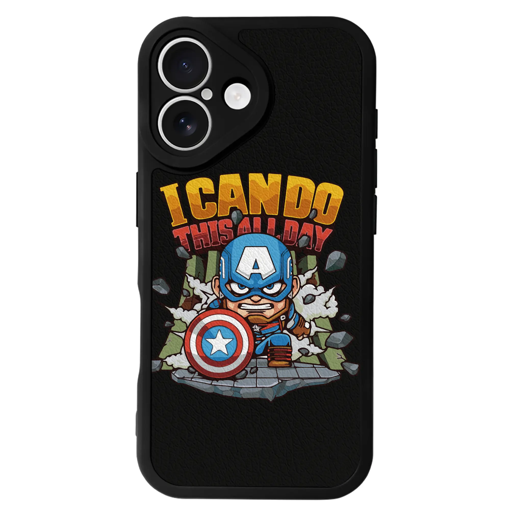 アベンジャーズ (Avenjāzu) グッズ キャプテン・アメリカ（Captain America） - IPhone 16シリーズ対応 ・ シリコンスマホケース ・ レザー調 ・ 高精度フィット ・ 耐衝撃 ・ ワイヤレス充電対応 ・ 精密カット
